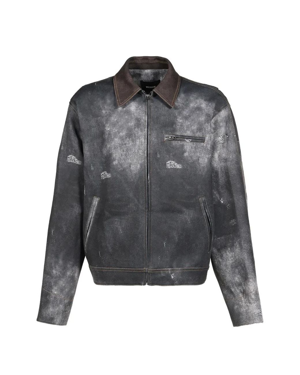 we11done Gray Distressed Faded-Effect Jacket for men