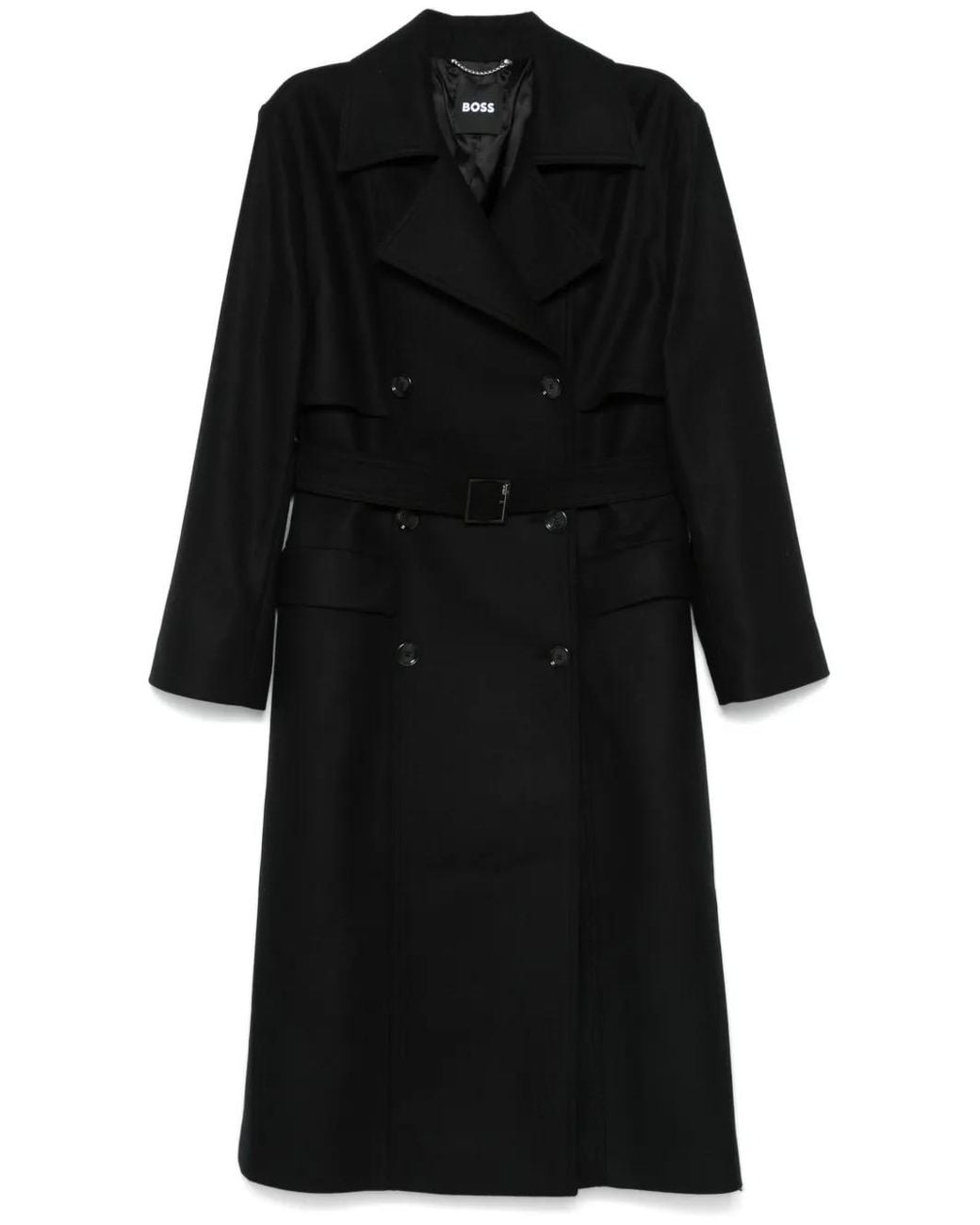 Boss Black Felted Trench Coat