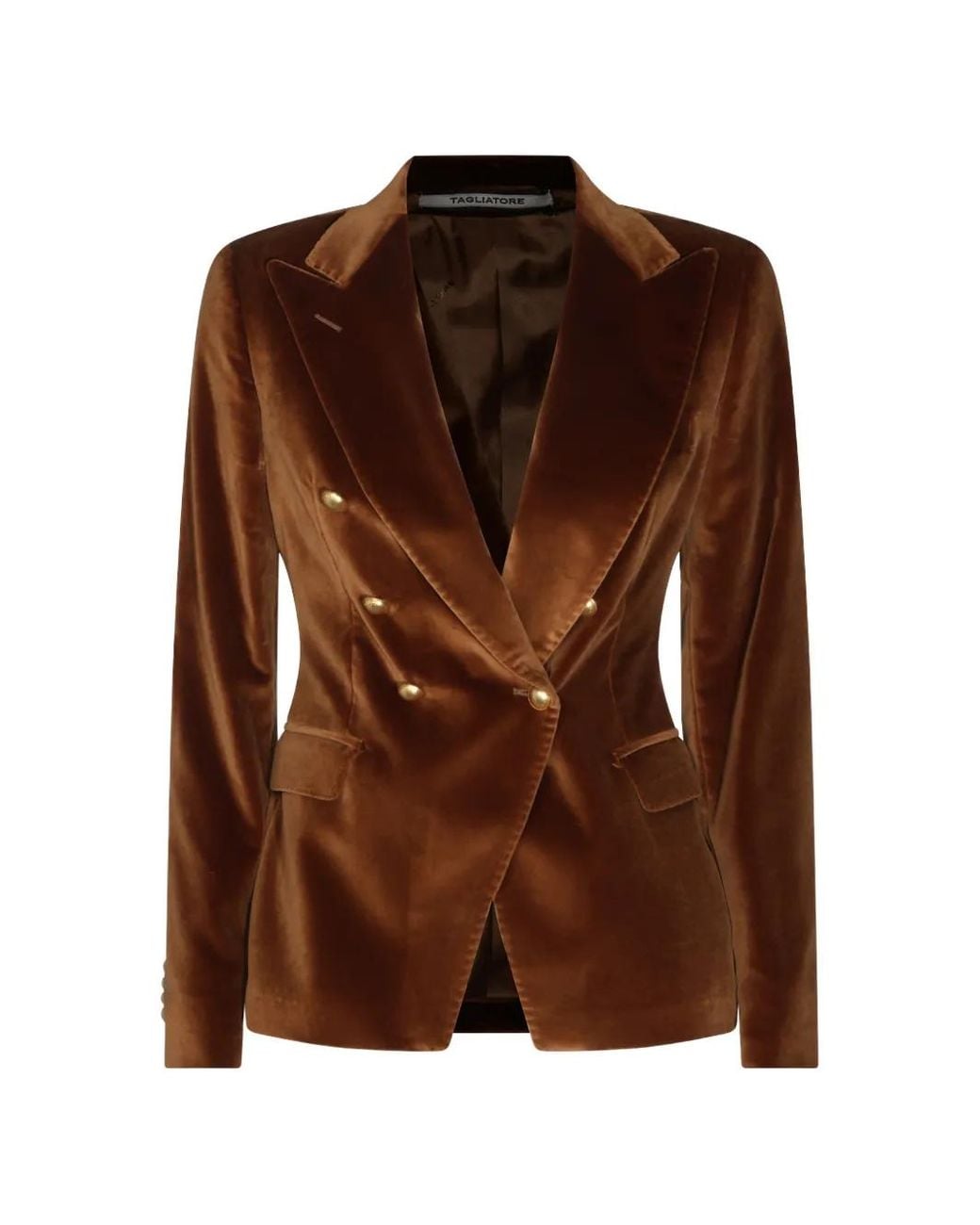 Velvet Collapse Tagliatore Double-Breasted Velvet Jacket in Brown | Lyst