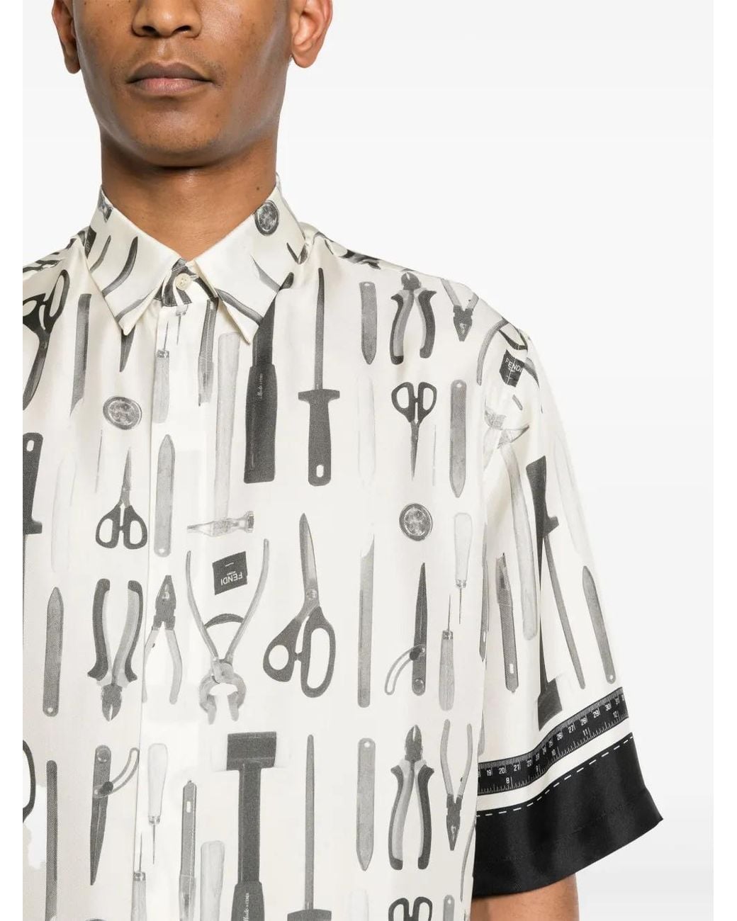 Fendi White Luxury Silk Shirt For for men