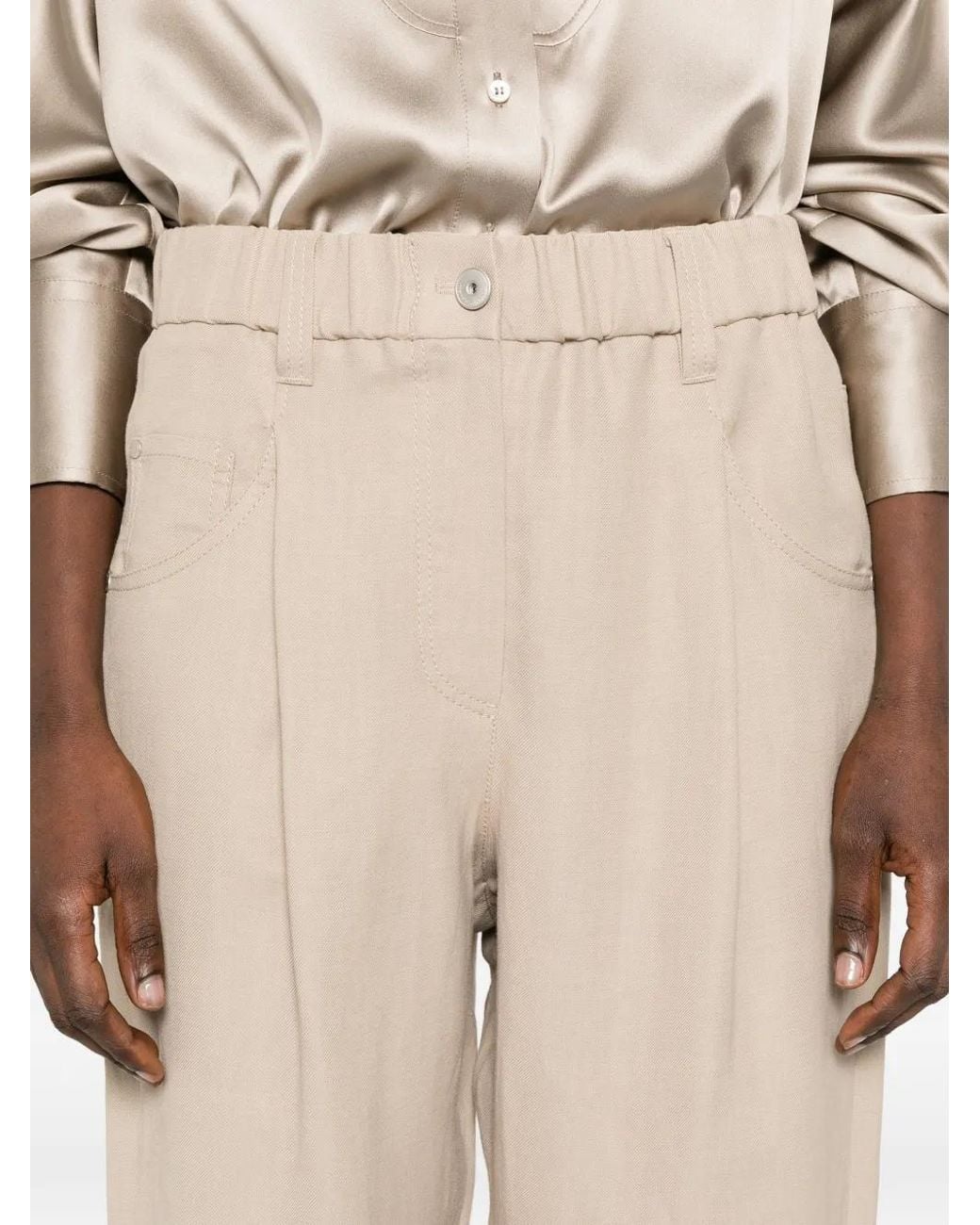 Brunello Cucinelli White Elastic-waist Trousers