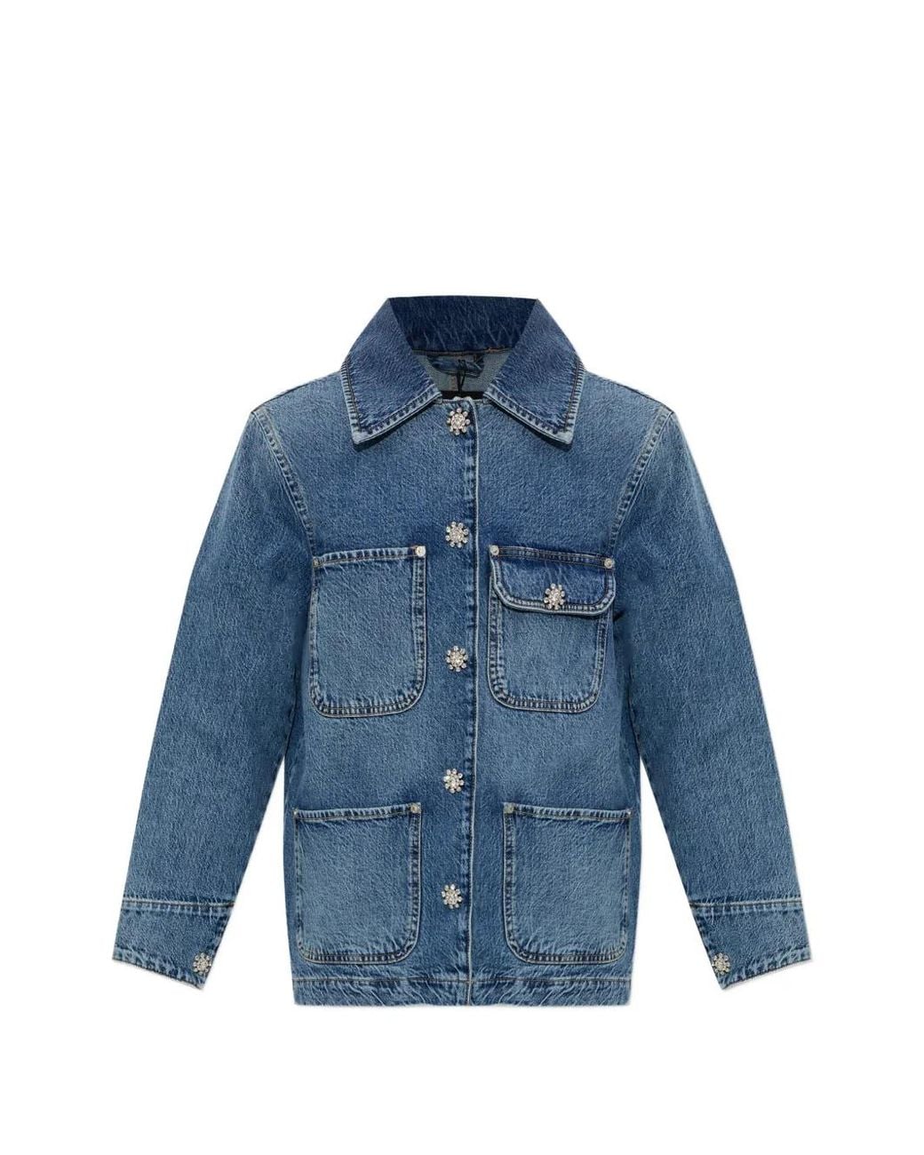 AllSaints Blue Bex Crystal-Embellished Denim Jacket