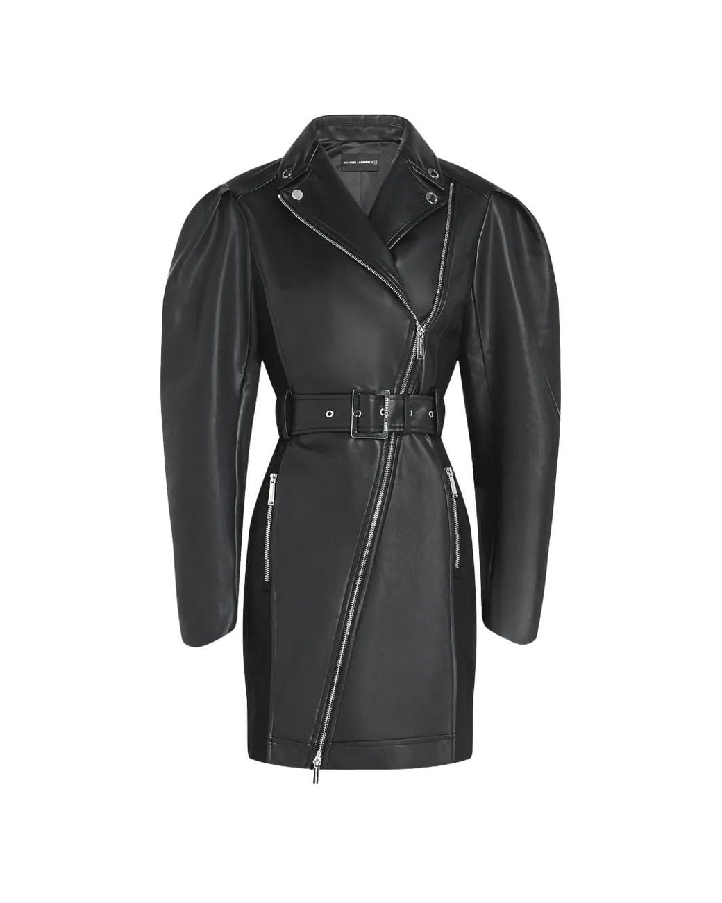 Karl Lagerfeld Black Mini Belted Biker Dress