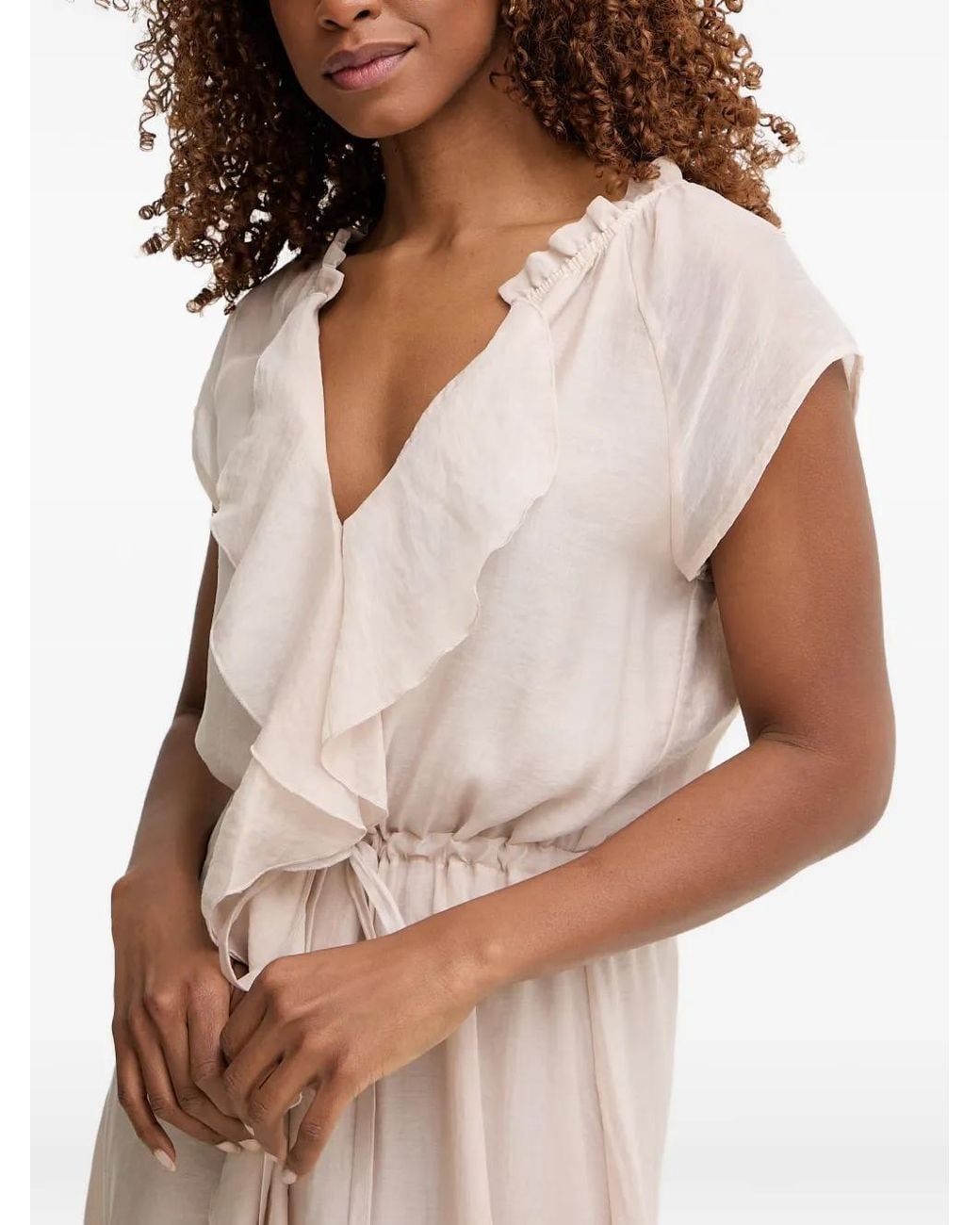 Guess Brown Ruffled Long Dress