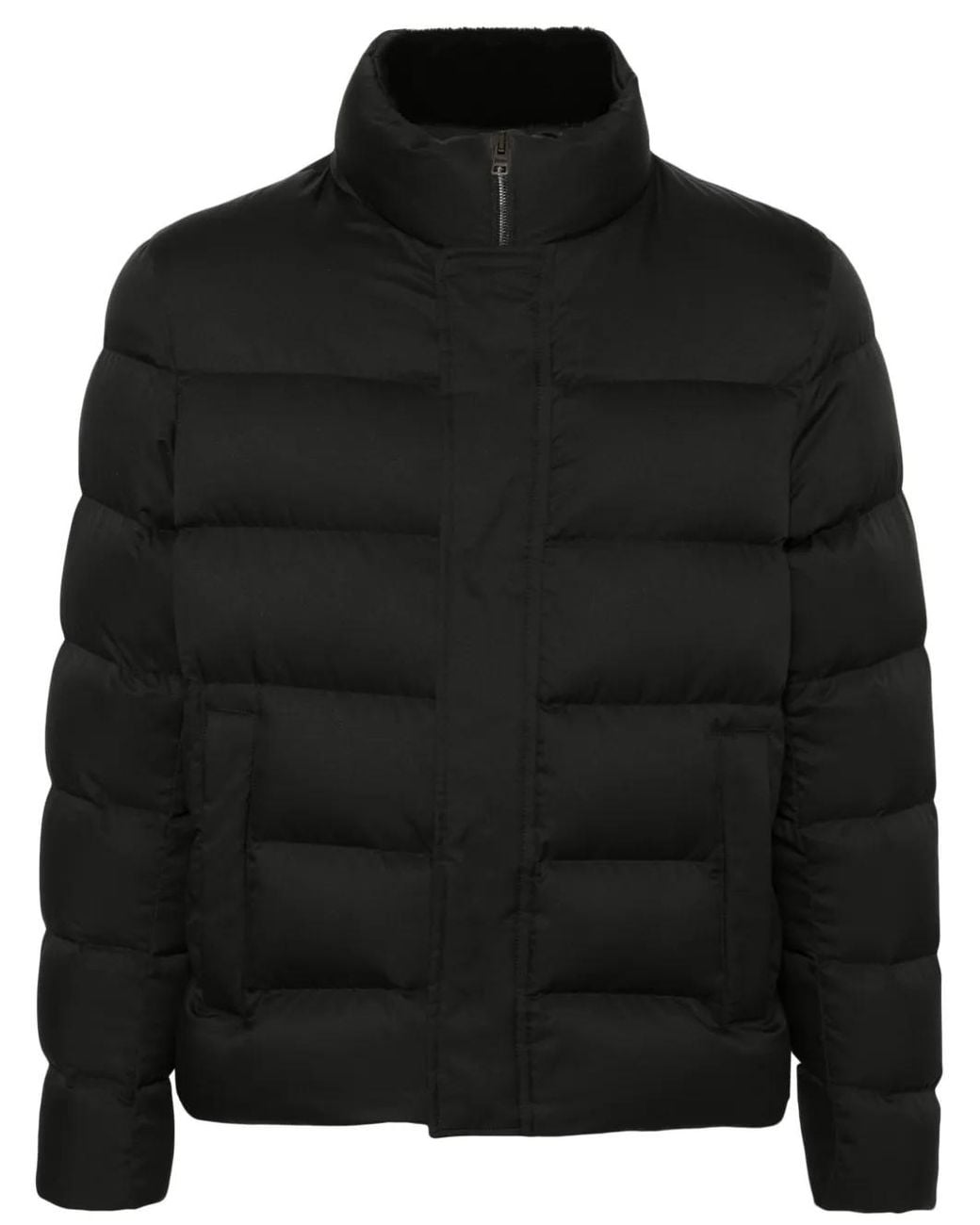 Herno Black Nylon Short Down Jacket for men