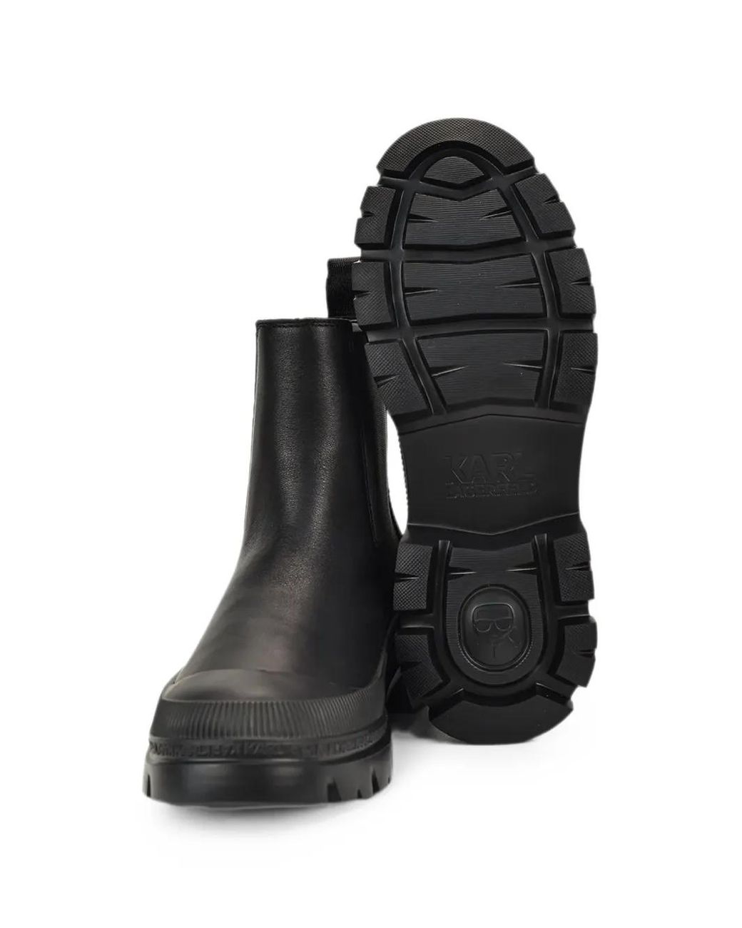 Karl Lagerfeld Black Logo-Print Ankle Boots for men