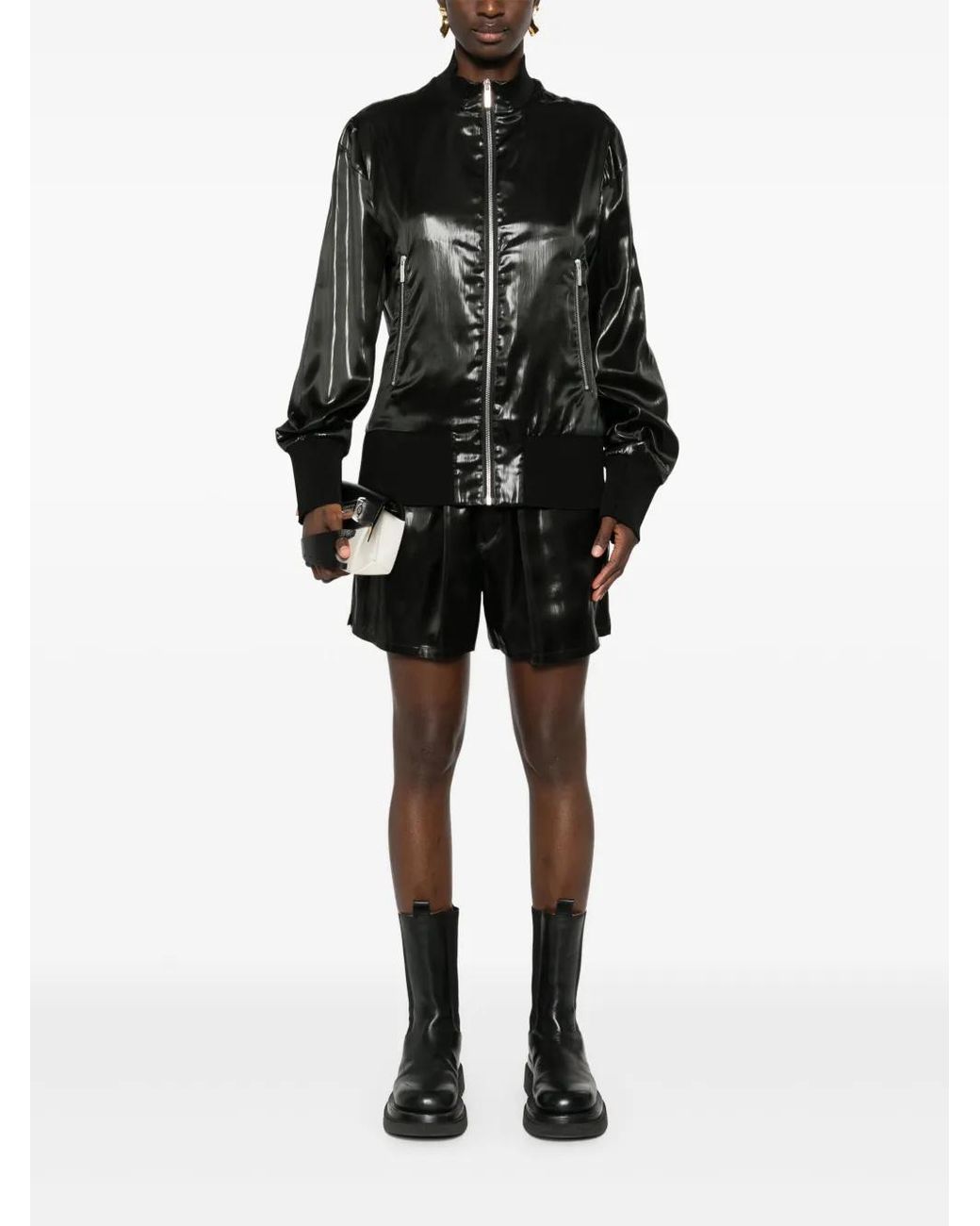 SAPIO Black Ciré-Effect Jacket