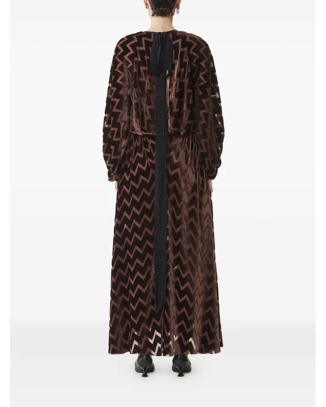 Lanvin Chevron-Pattern Maxi Dress in Brown | Lyst UK Lanvin Chevron-Pattern Maxi Dress in Brown | Lyst UK
