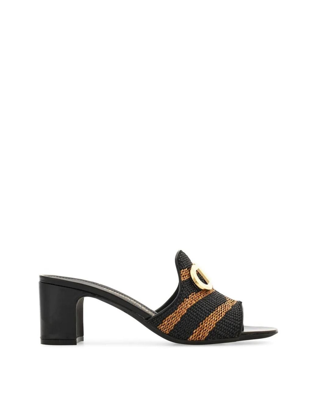 Ferragamo White Gancini Ornament Mid-Heel Slides