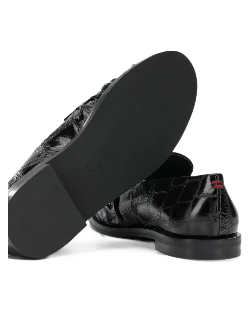Halmanera Black Croc-Effect Gathered Loafers