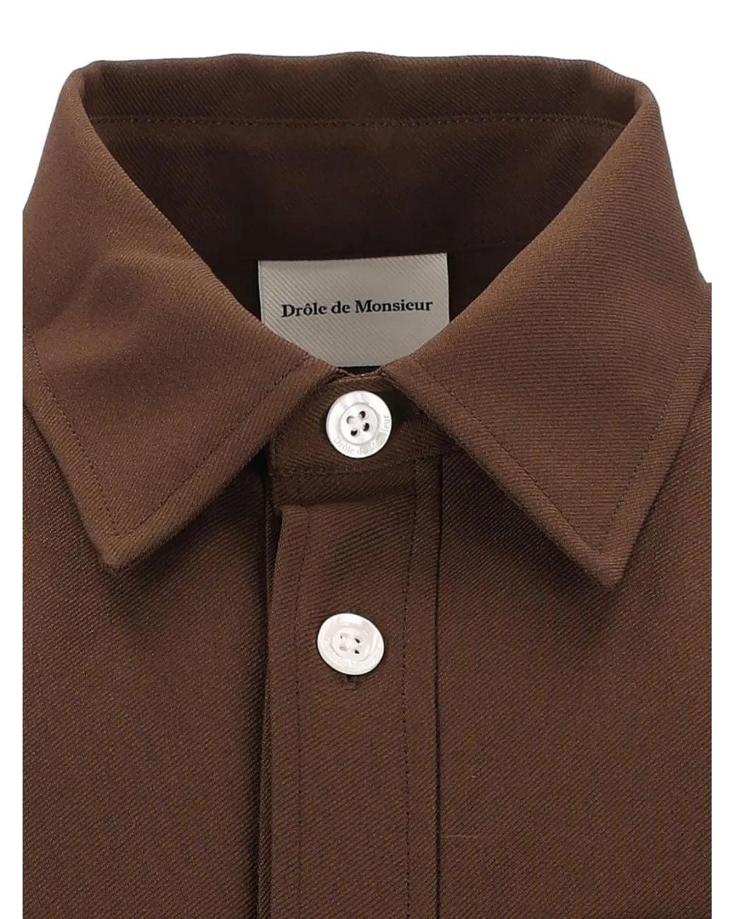 Drole de Monsieur Brown Elasticated-Hem Logo-Patch Shirt for men