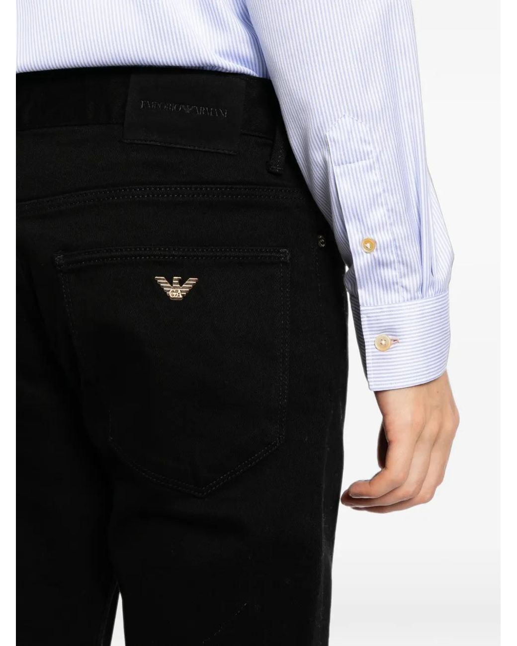 Emporio Armani Black Slim-Fit Five-Pocket Jeans for men