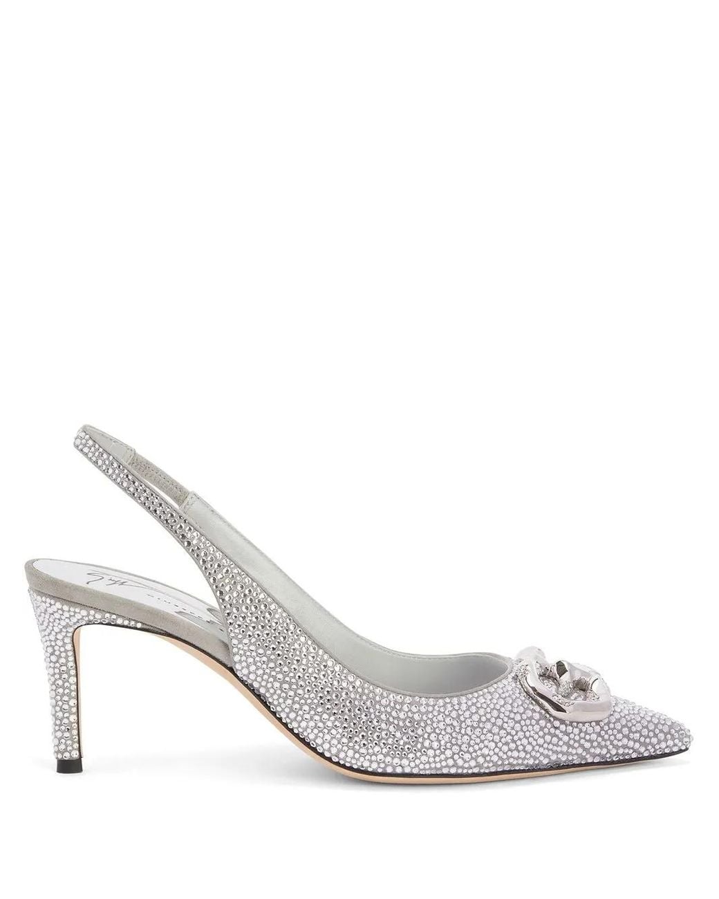 Giuseppe Zanotti White Cyprienne Crystal Slingback Pumps