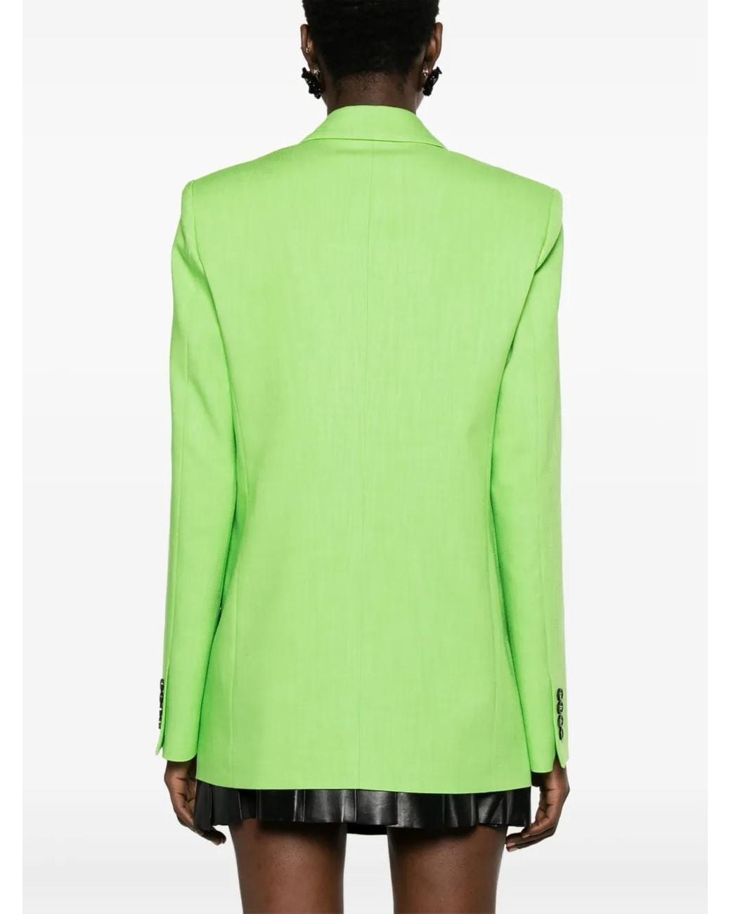 MSGM Green Single-Breasted Textured Blazer