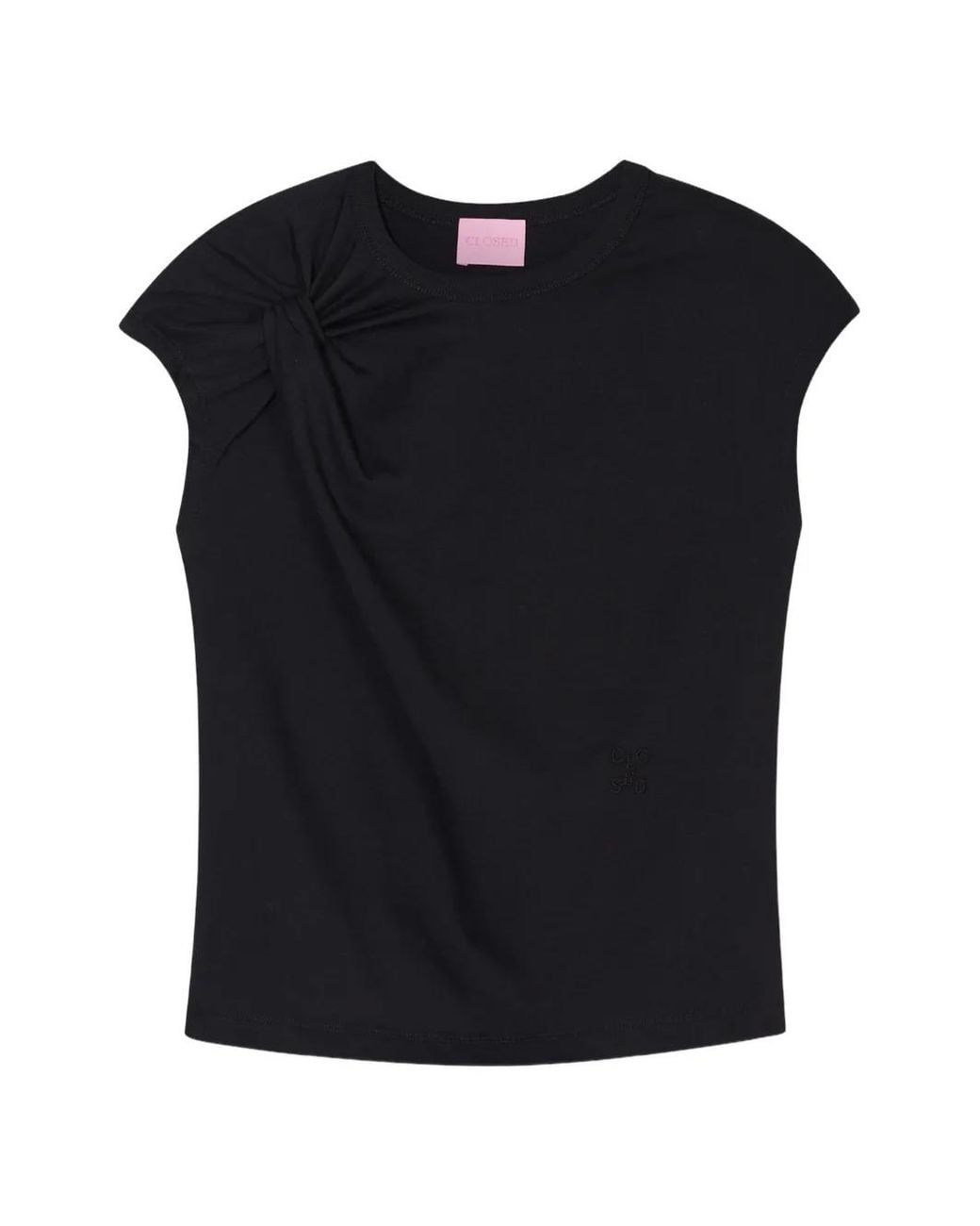 Closed Black Knotted-Detail T-Shirt