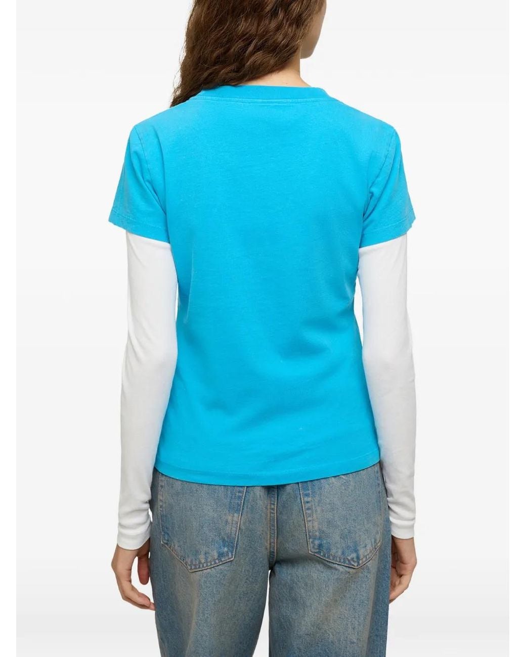 Ganni Blue Baby Fit T-Shirt With Tiger