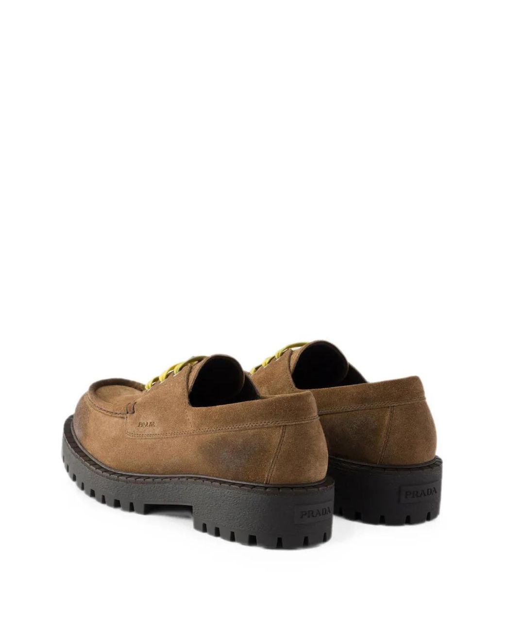 Prada Brown Waxed Suede Lace-Up Shoes for men