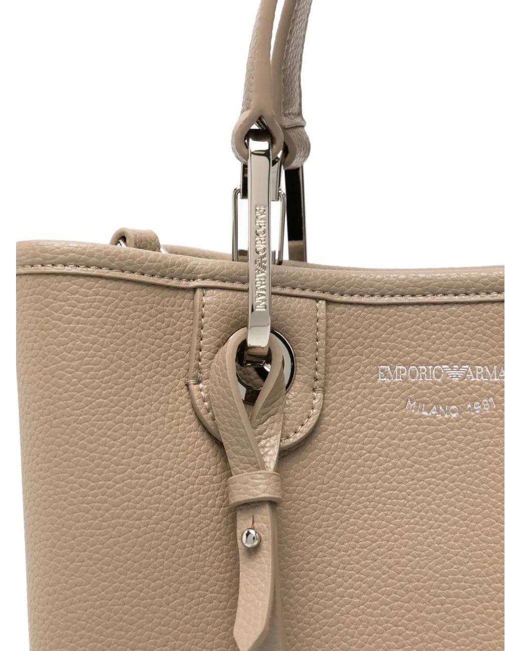 Emporio Armani Natural Grained-Leather Tote Bag