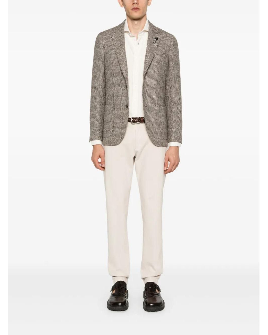 Lardini Gray Interwoven Single-Breasted Blazer for men