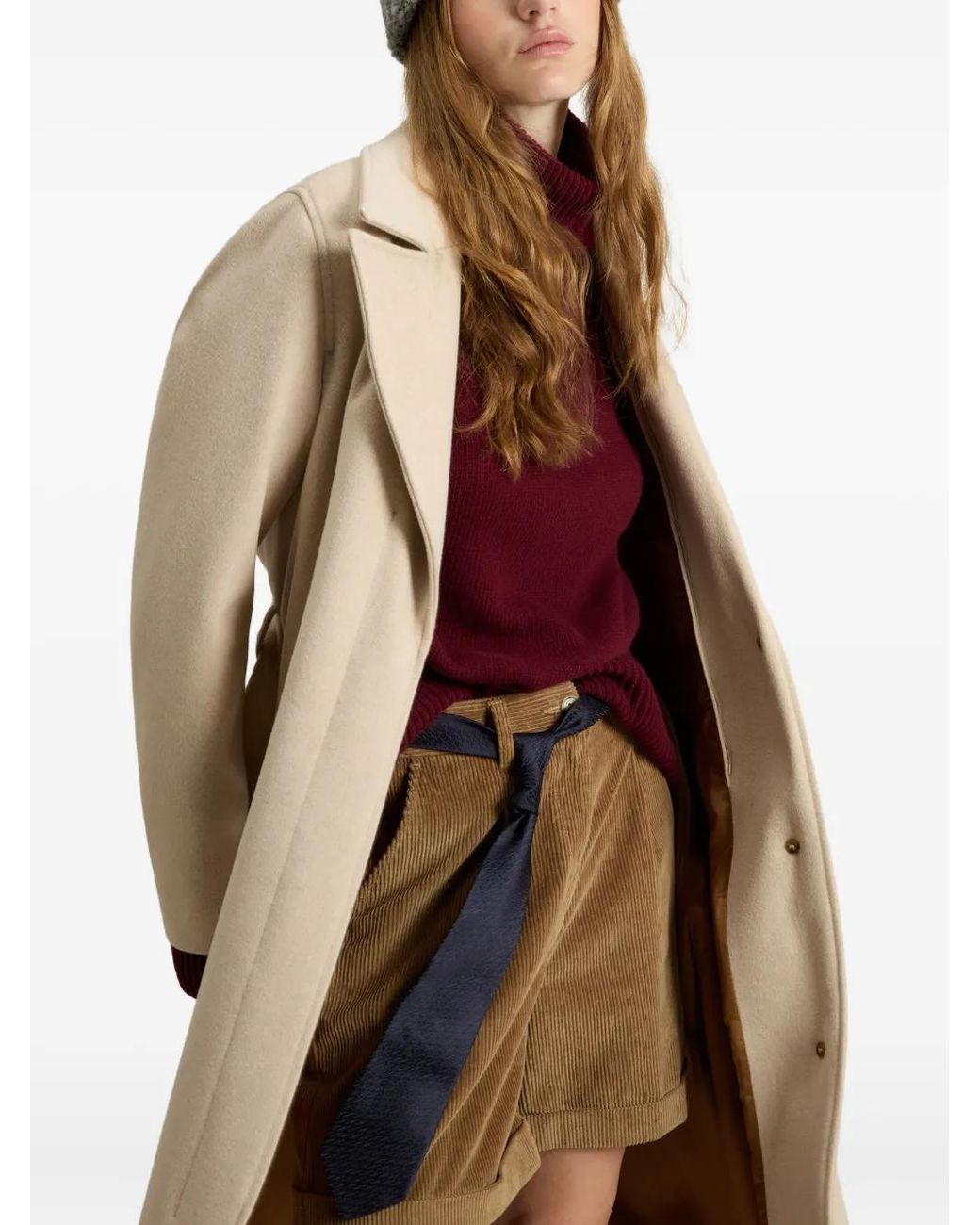 Woolrich Natural Virgin Wool Single-Breasted Coat