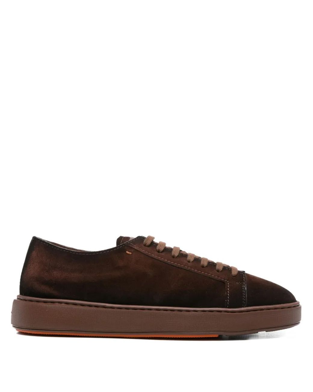 Santoni Brown Suede Lace-Up Sneakers for men