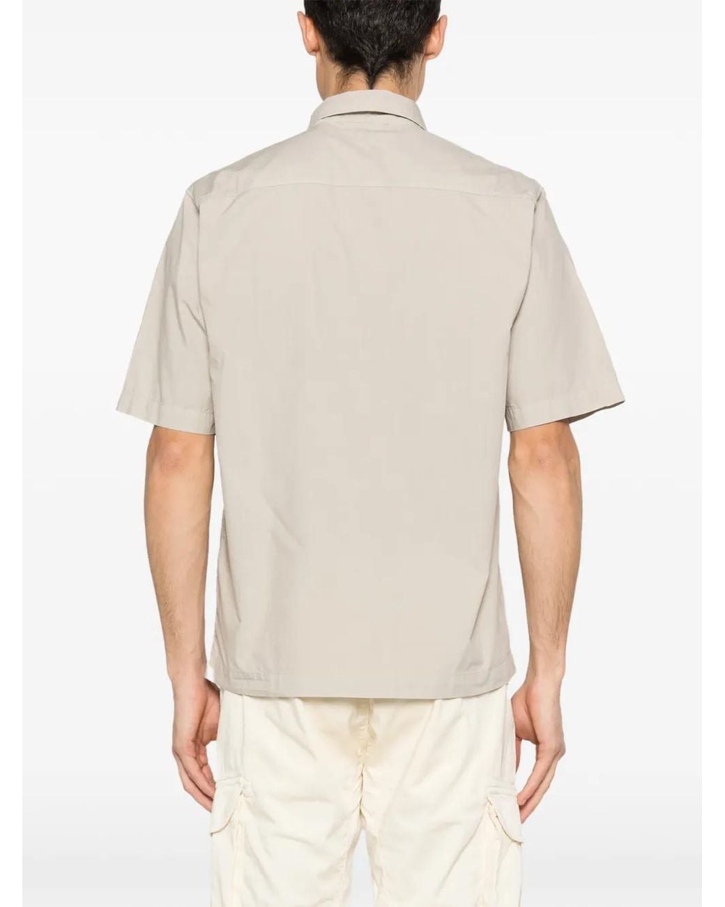 C P Company White Popeline Short-Sleeve Shirt for men
