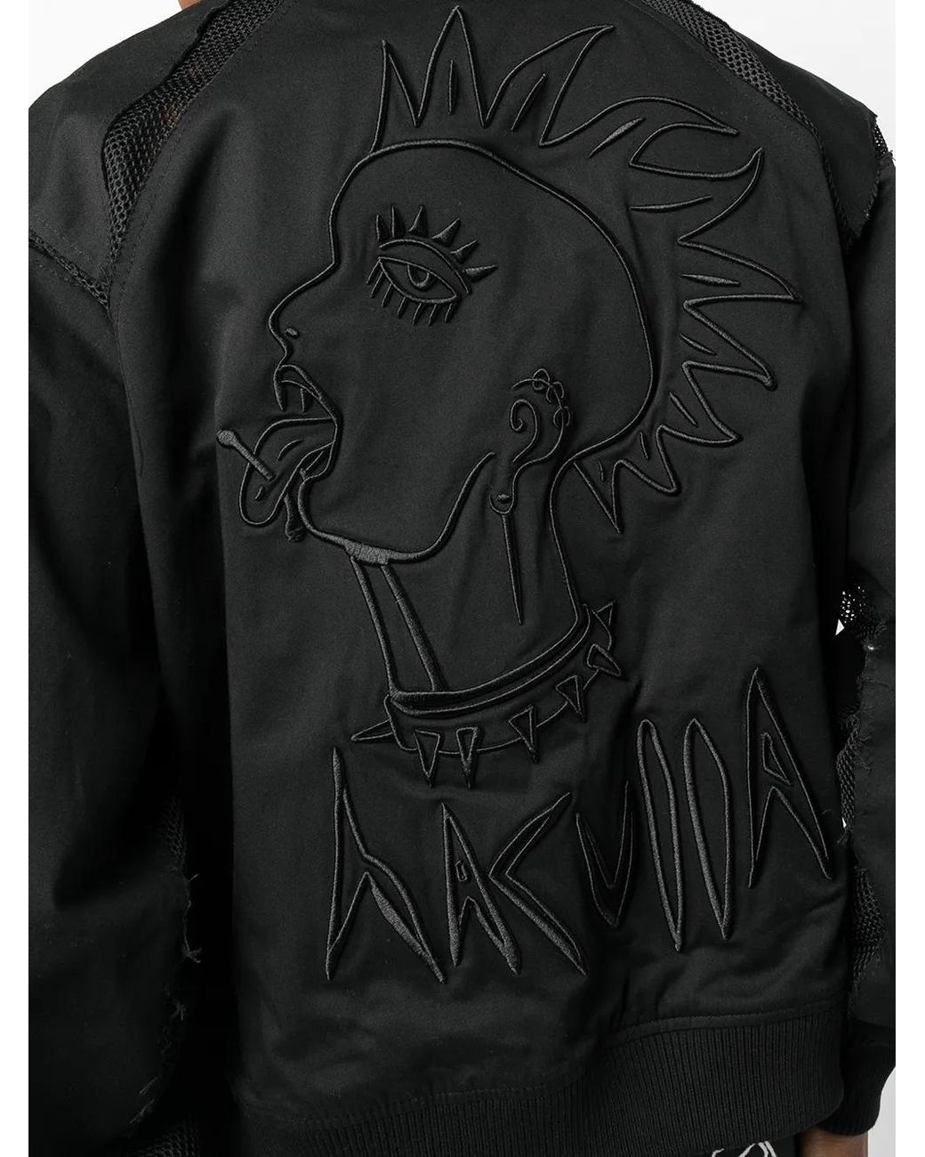 Haculla Black Mesh-Panel Bomber Jacket for men