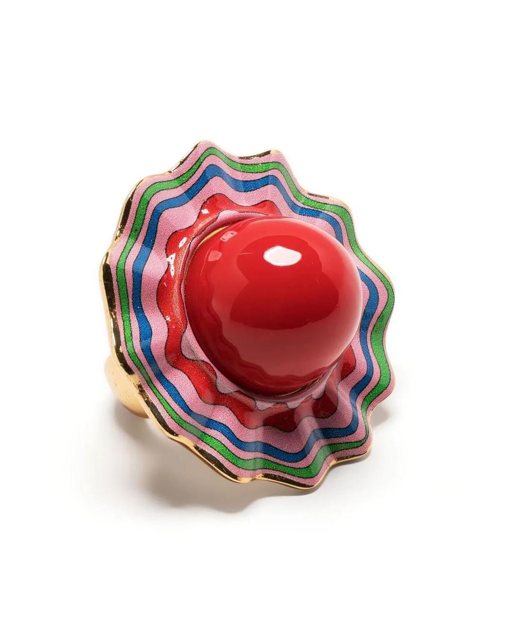 Moschino Red Rippled Cocktail Ring