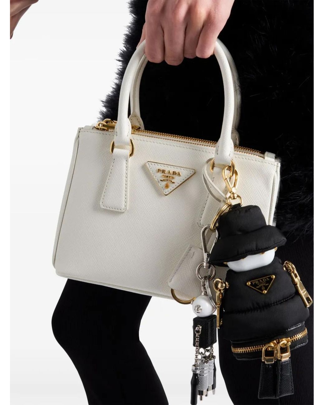 Prada Soft Robot Bag Charm in Black | Lyst