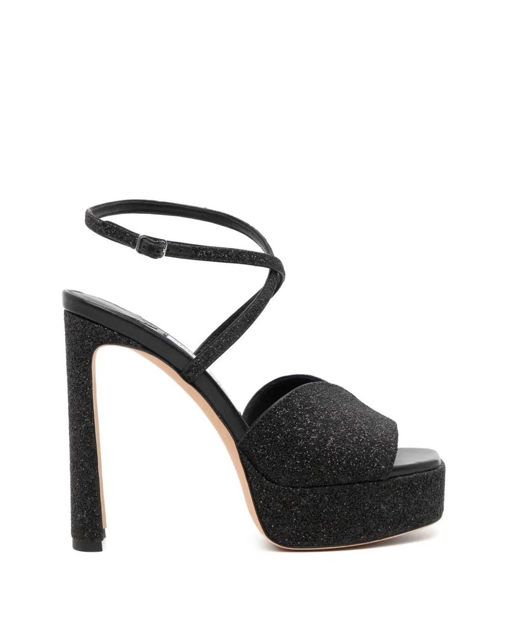 Jimmy Choo Black Glittered Platform Sandals
