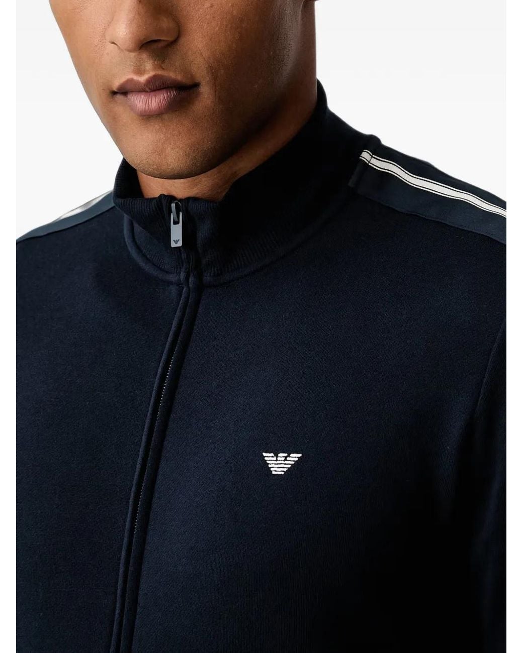 Emporio Armani Blue Logo-Embroidered Zip-Up Sweatshirt And Track Pants Set for men
