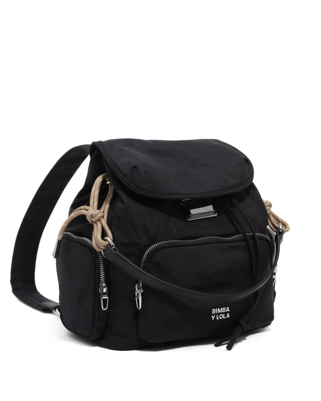 Bimba Y Lola Black Large Nylon Pocket Backpack