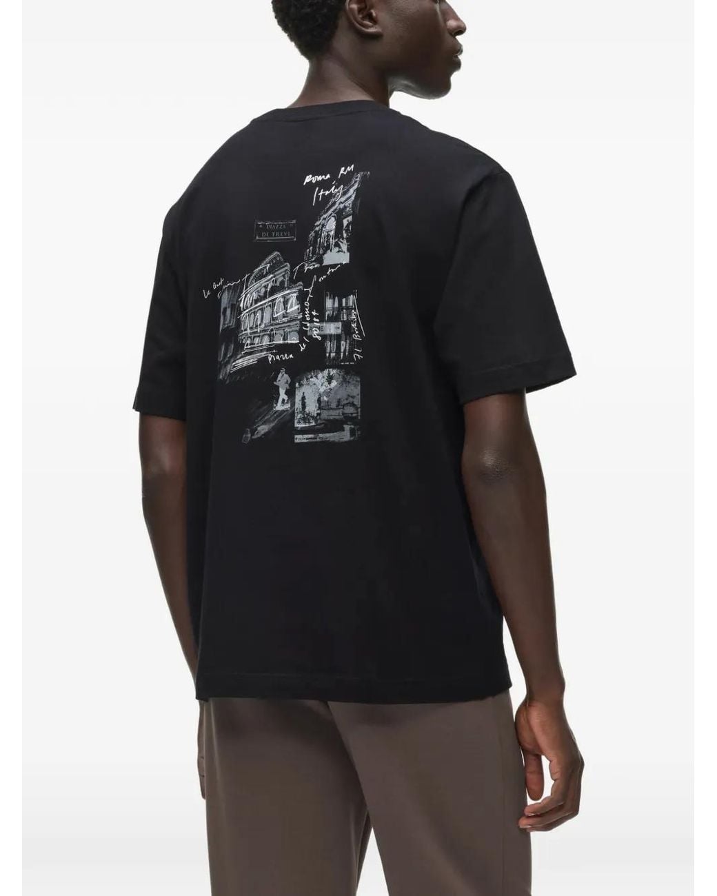Karl Lagerfeld Black Sketches Of Rome T-Shirt for men