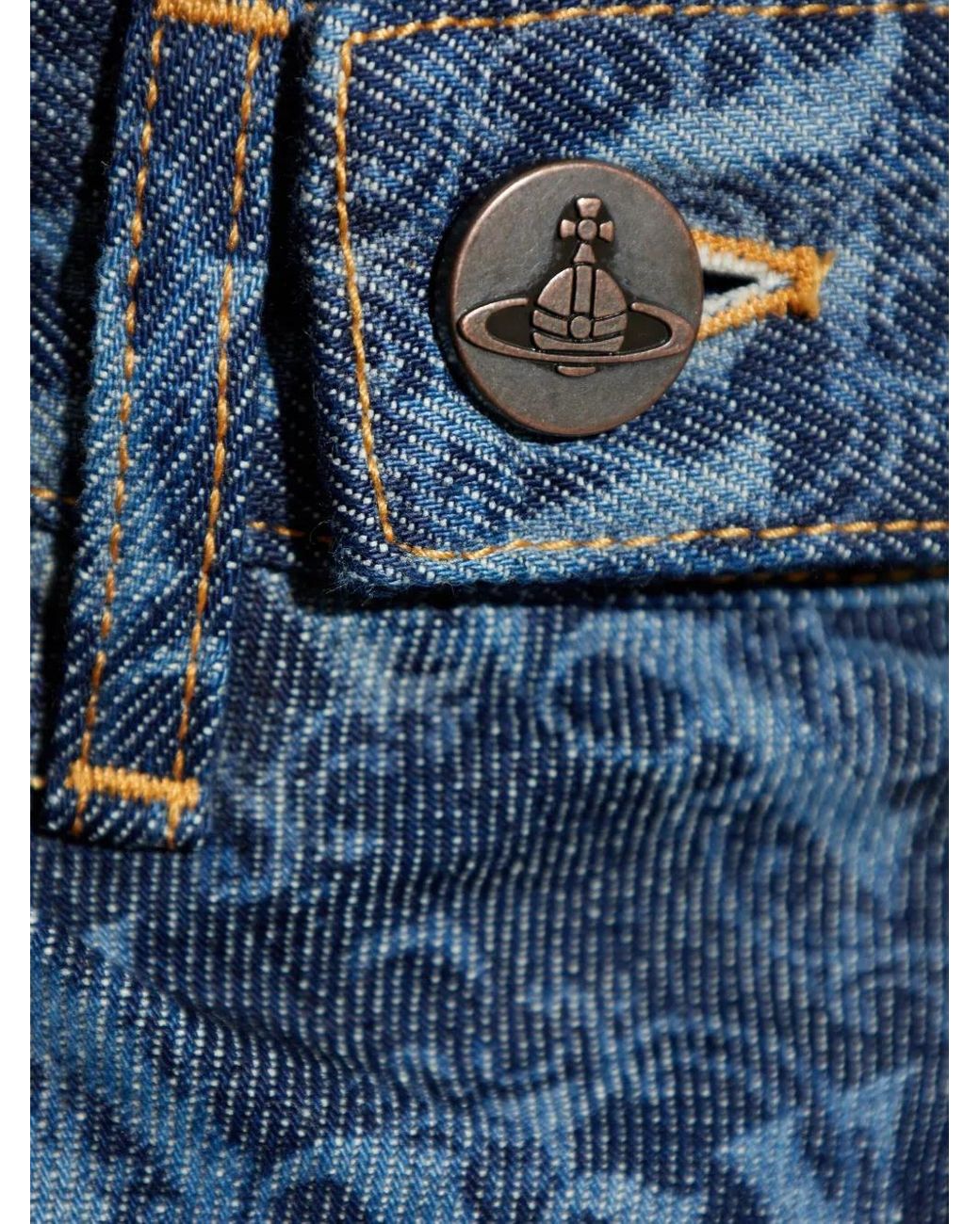Vivienne Westwood Blue Monogram-Pattern Tapered Jeans