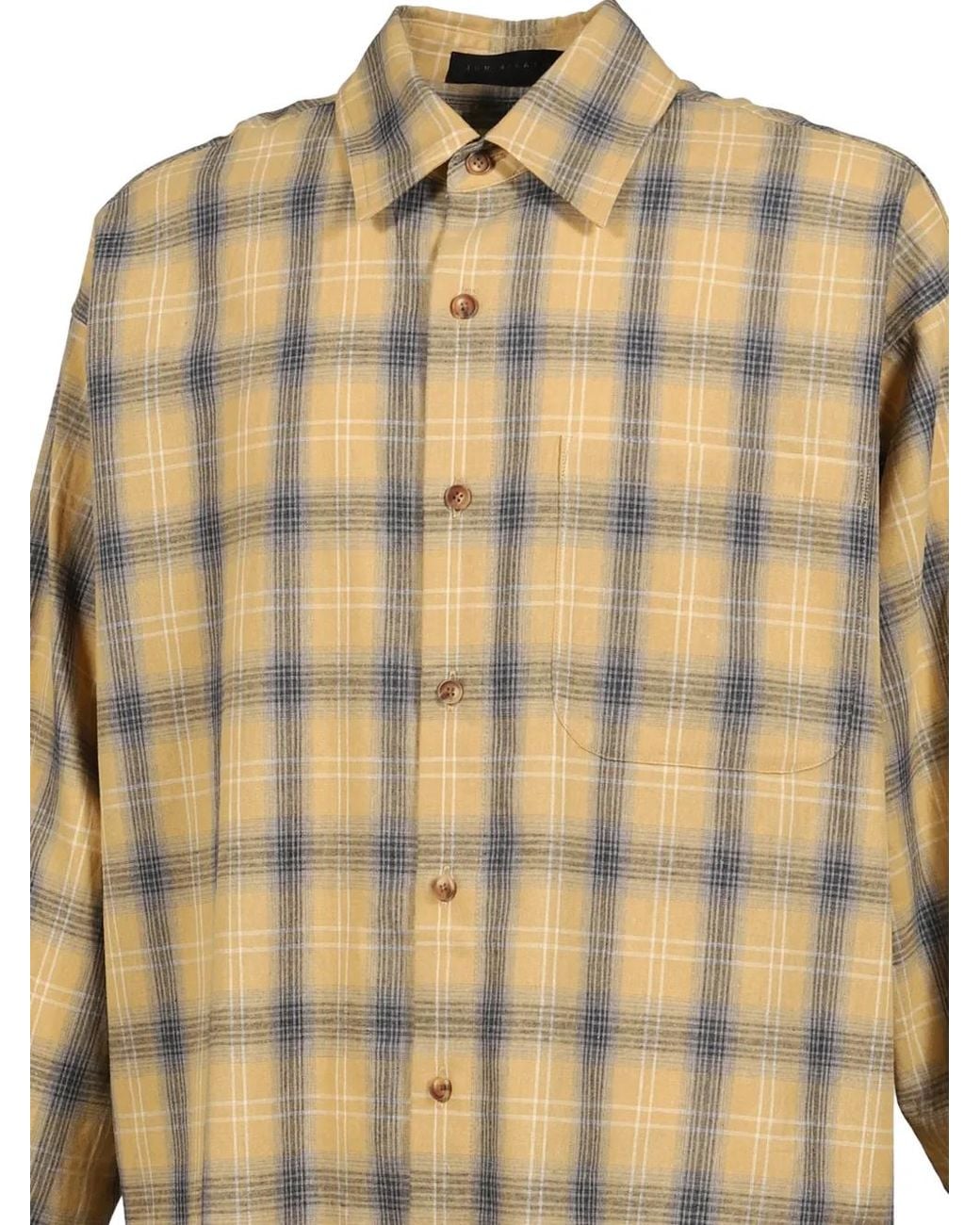 JUN/NAKAYAMA Natural Check-Pattern Raw-Edge Shirt for men