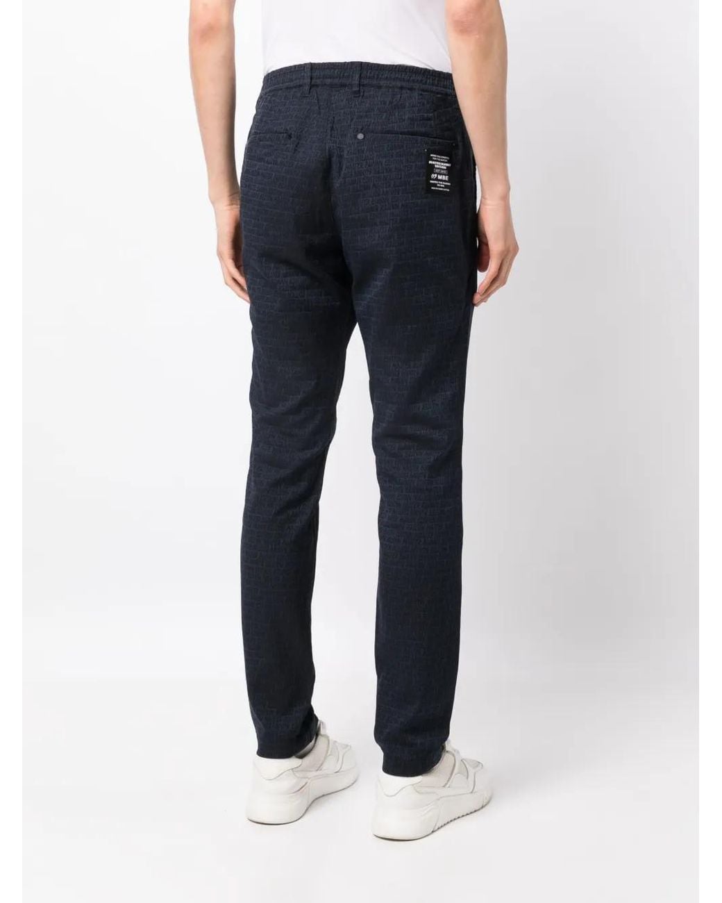 MASTER BUNNY EDITION Blue Logo-Print Water-Repellent Trousers for men