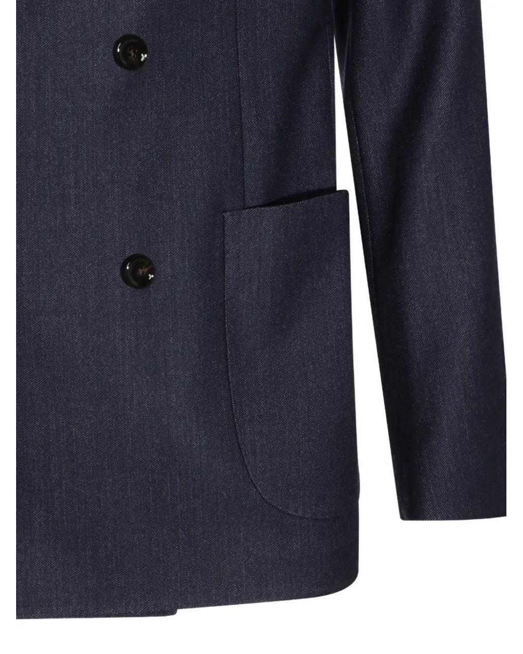 Lardini Blue Double-Breasted Peak-Lapel Blazer for men