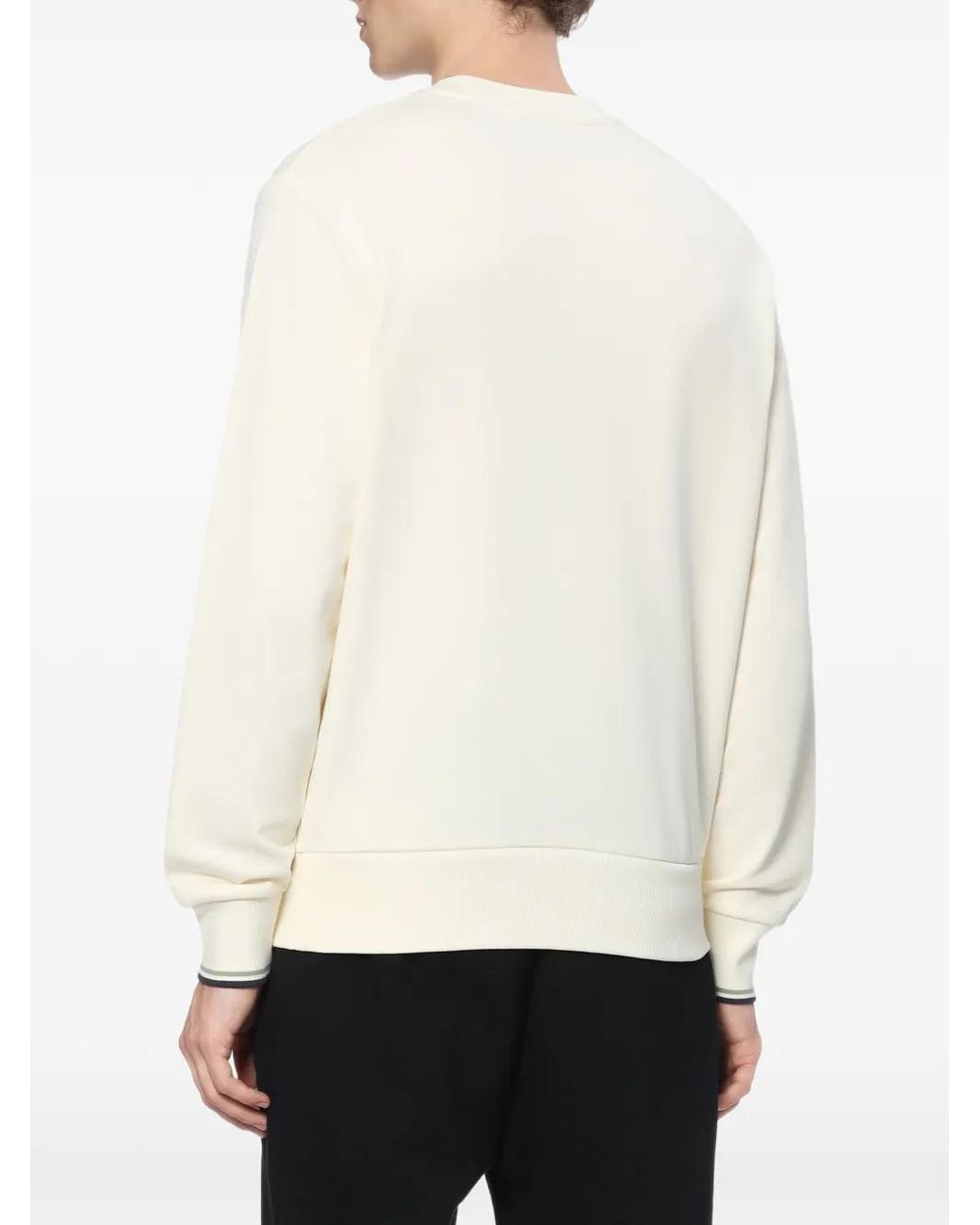 Fred Perry White Logo-Embroidered Crew-Neck Sweatshirt for men