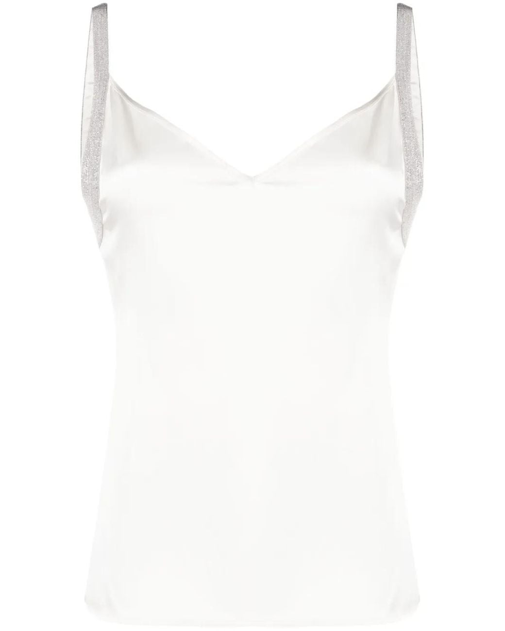 Fabiana Filippi White Metallic-Trim Satin Camisole