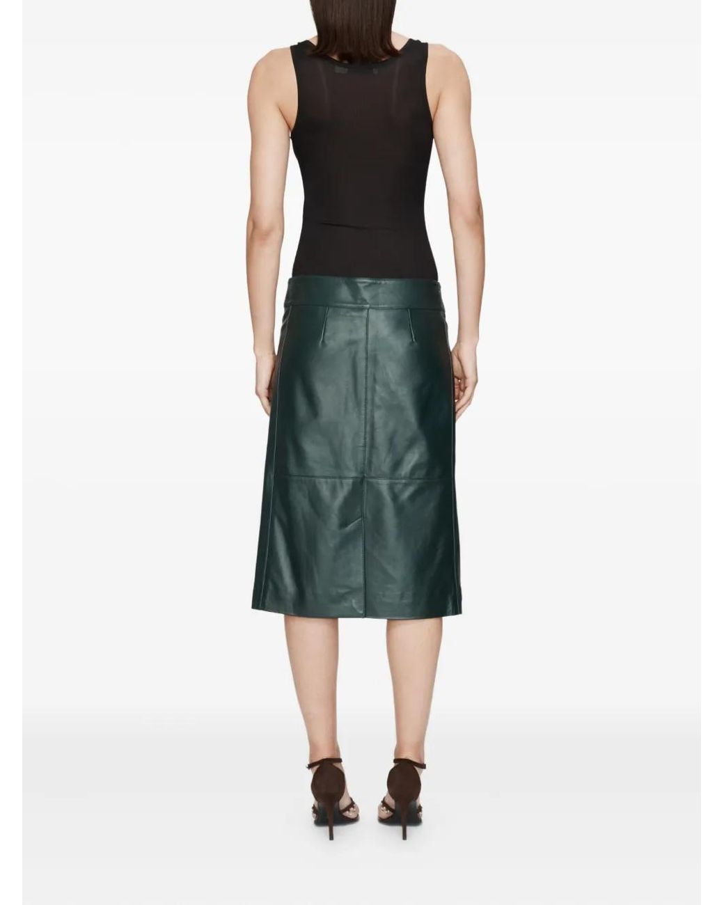 Christopher Esber Green Eddie Panelled Leather Midi Skirt