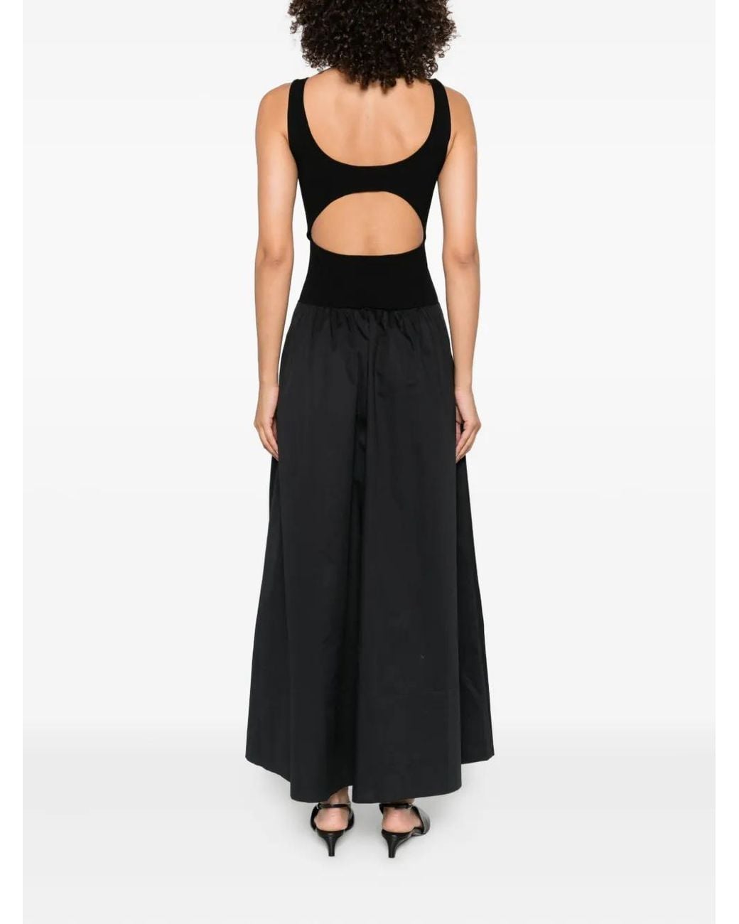 St. Agni Black Panelled Ribbed Maxi Dress
