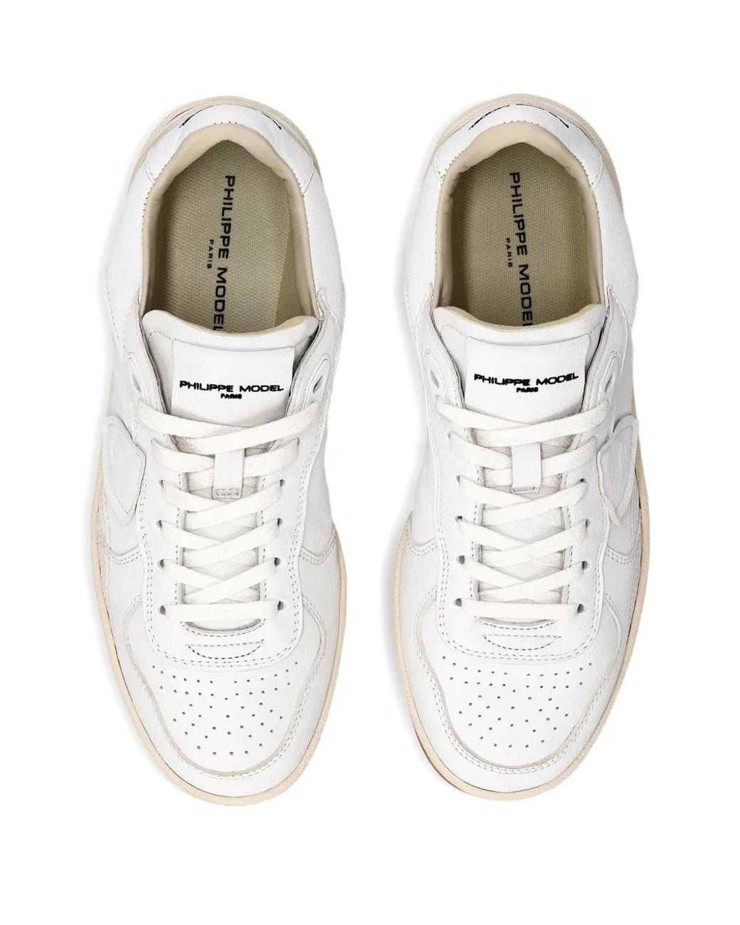 Philippe Model White Pgal Perforated Leather Sneakers