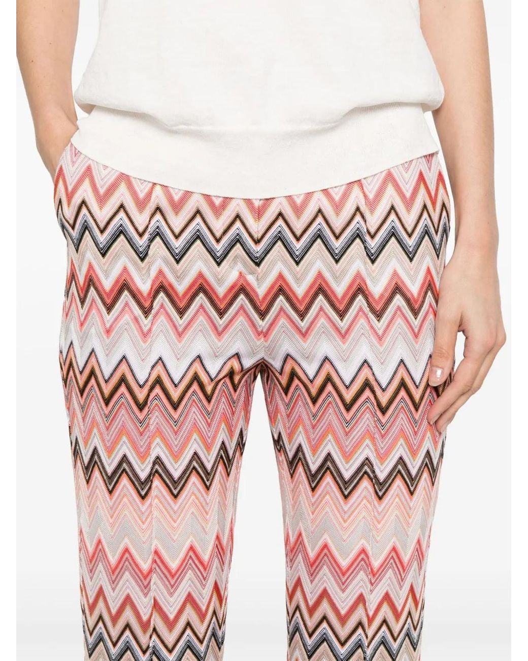 Missoni Flared Zigzag Pattern Trousers With Soft Texture
