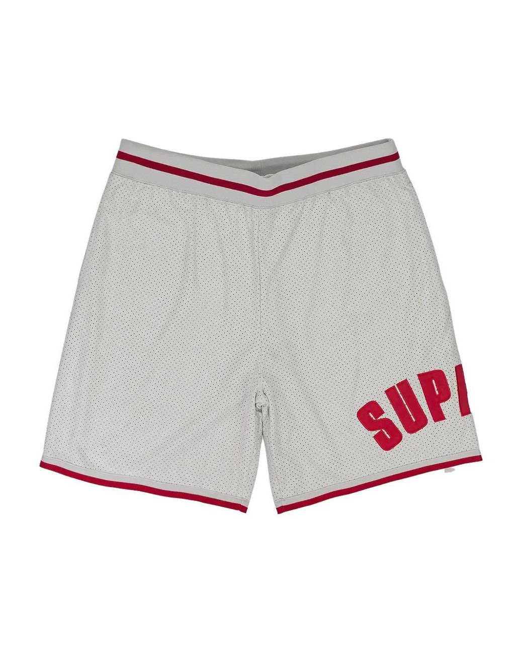 Supreme Gray Ultrasuede Mesh Shorts for men