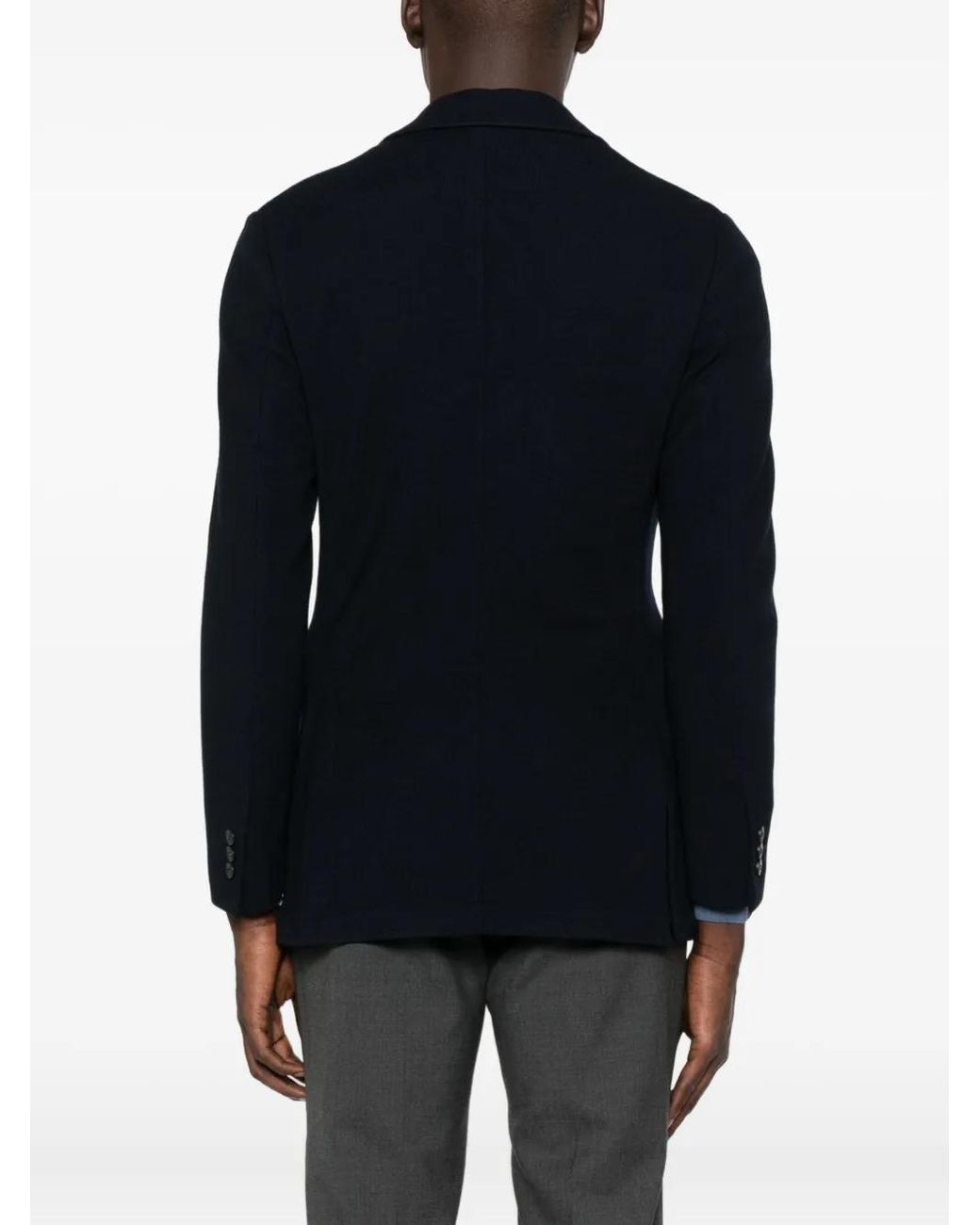 Canali Black Patch-Pocket Knitted Blazer for men