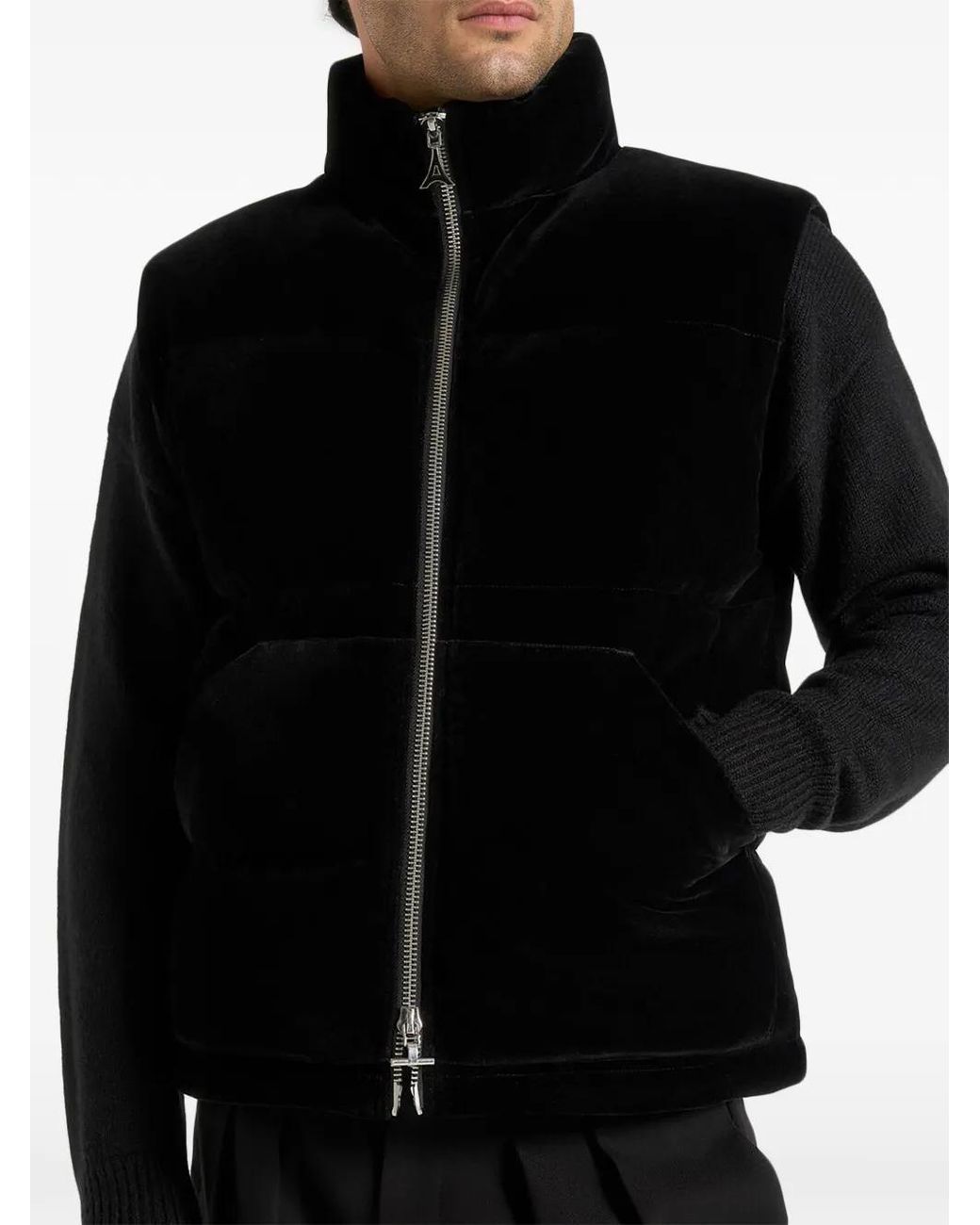 Manière De Voir Black Manu Velvet Puffer Gilet for men