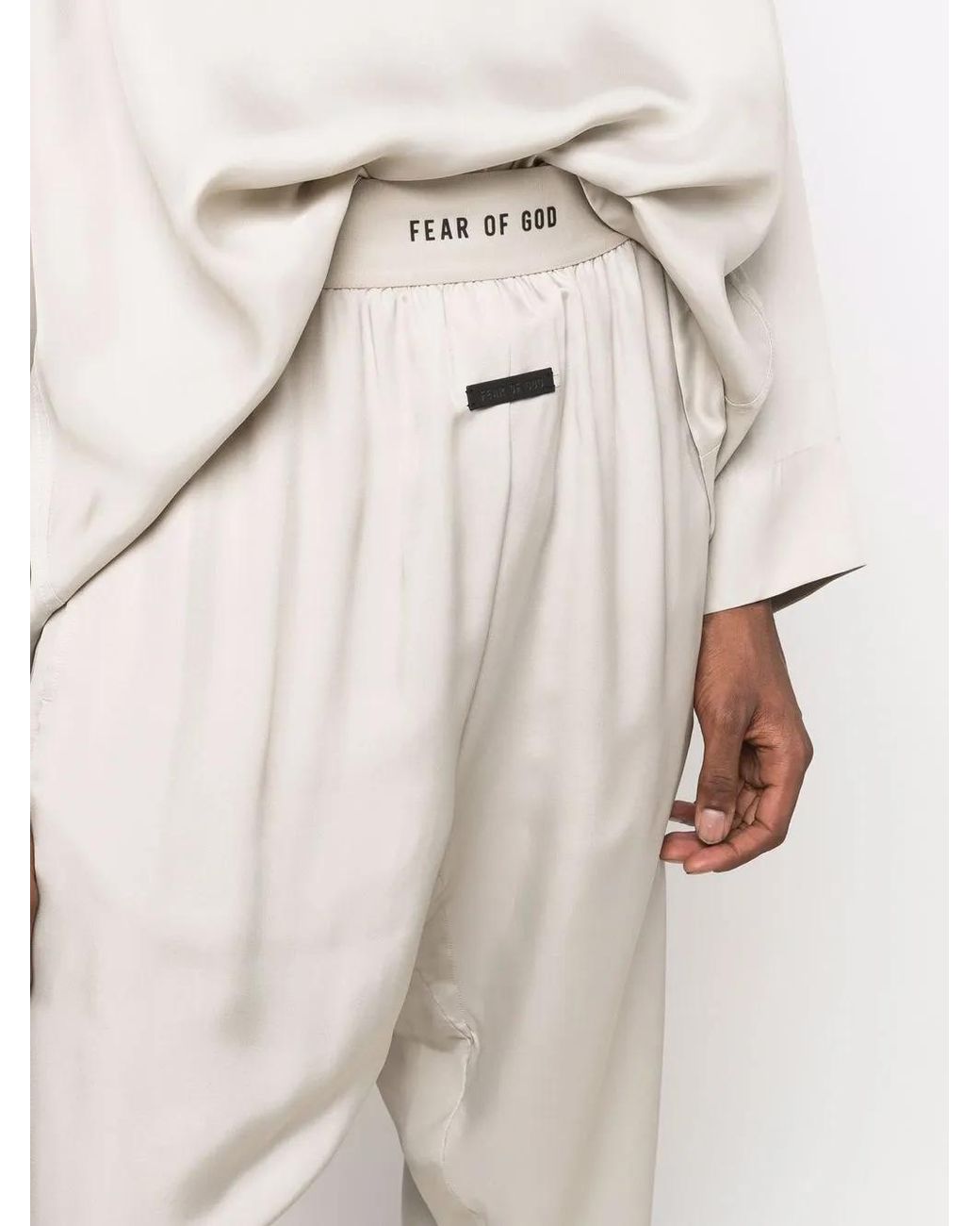 Fear Of God Natural Logo-Waist Slip-On Dropped-Crotch Trousers for men