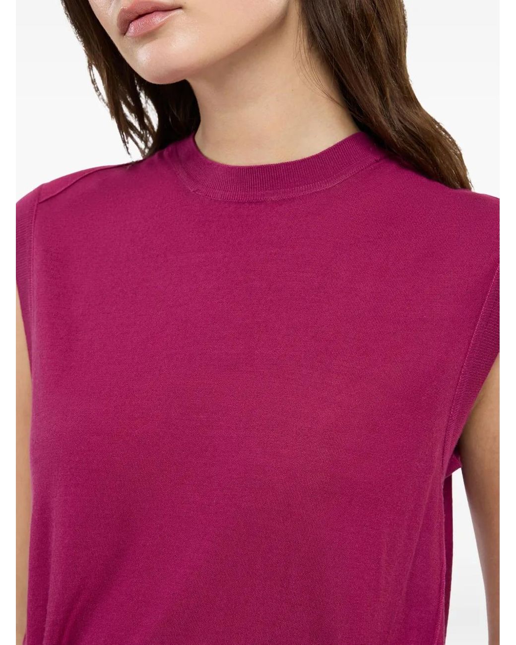 Another Tomorrow Pink Fine-Knit Wool Top