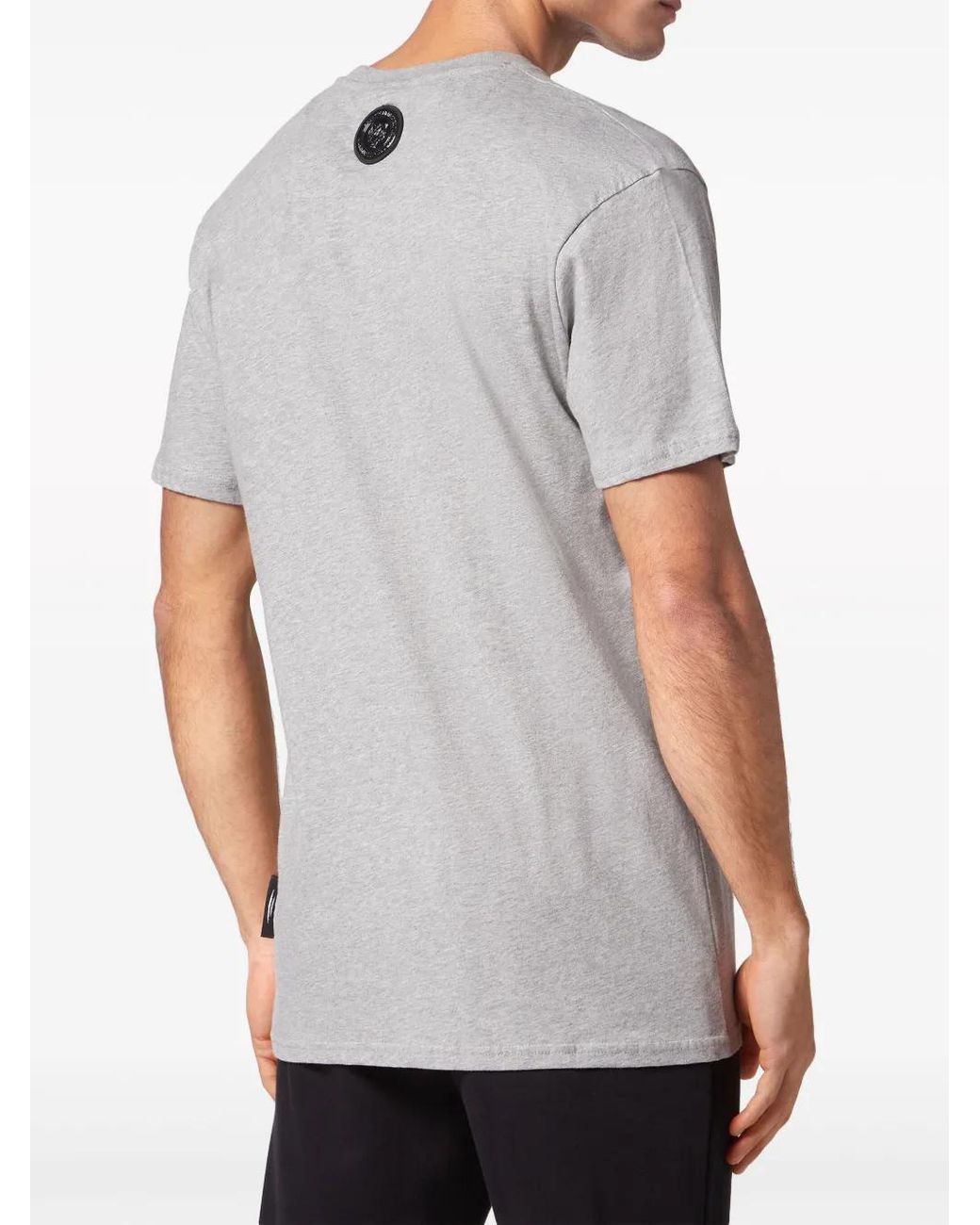 Philipp Plein Gray Logo-Print Cotton T-Shirt for men