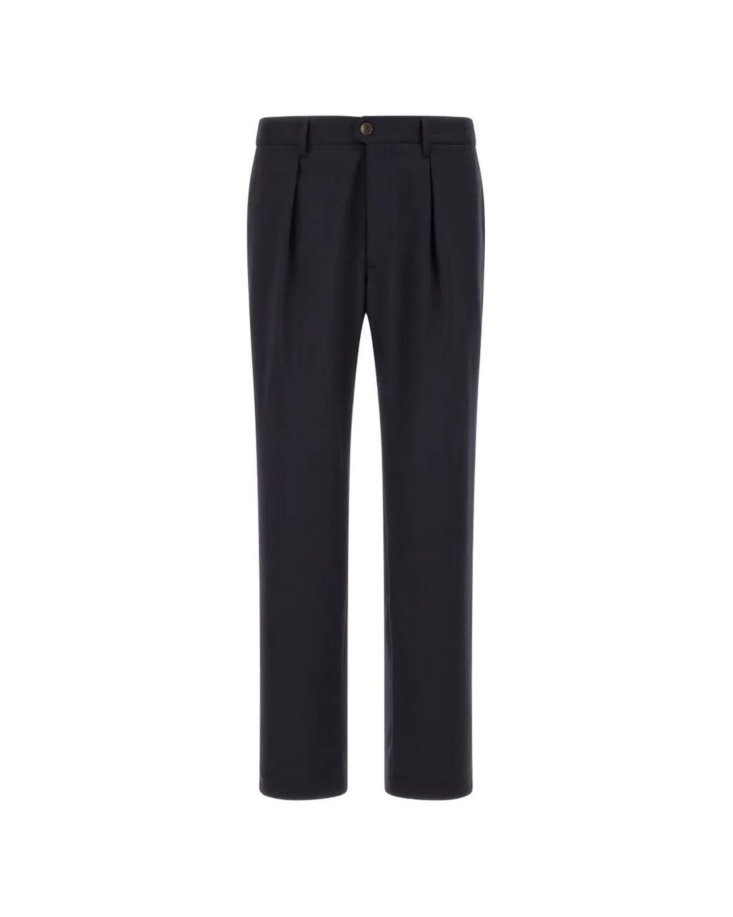 Incotex Blue Pleated Logo-Detail Trousers for men